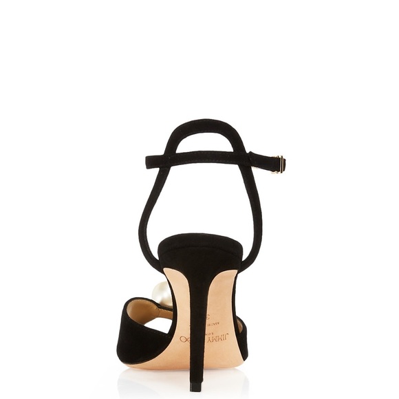 NWT Jimmy Choo Women's Black Suede Sacora 85 Embellished Heel Sandals Size 38.5 - Picture 6 of 14